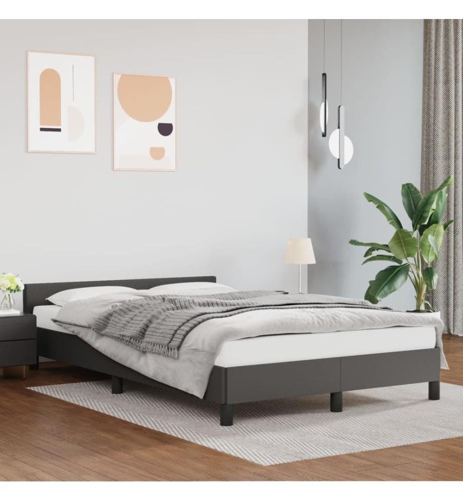 Bettgestell ohne Matratze Grau 120x190 cm Kunstleder