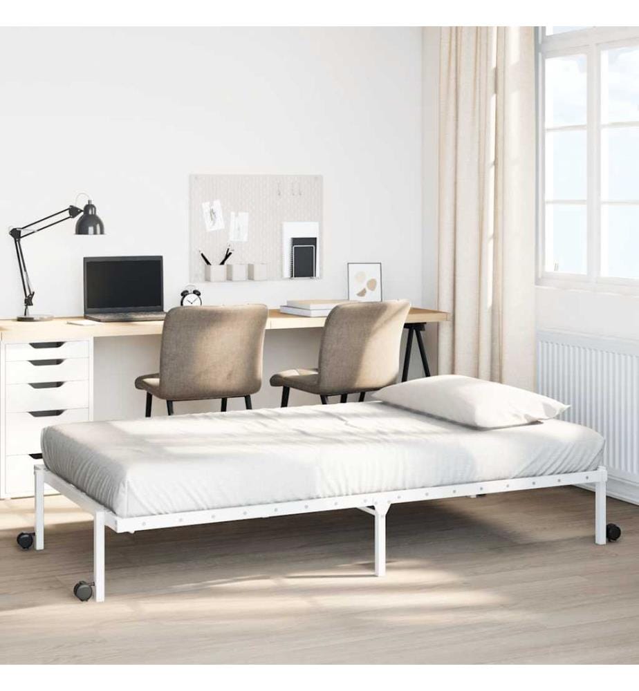 Cadre de lit pliable sans matelas blanc 80x200 cm acier