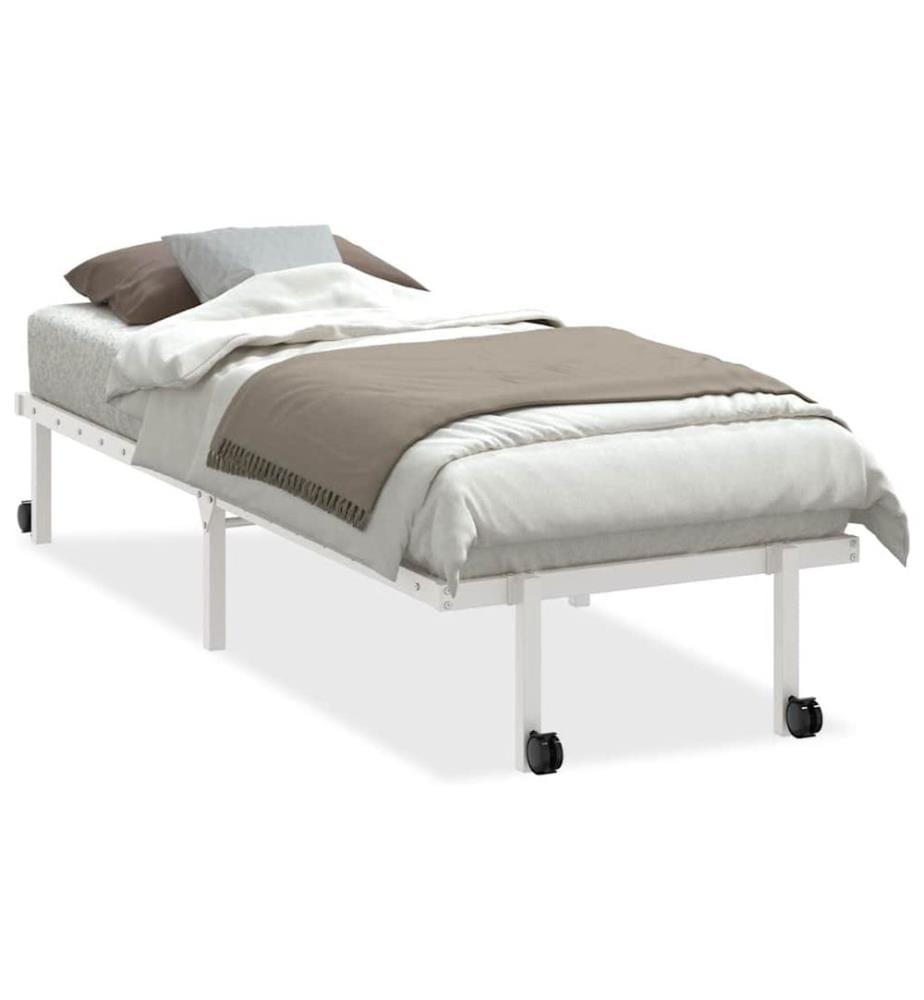 Cadre de lit pliable sans matelas blanc 80x200 cm acier