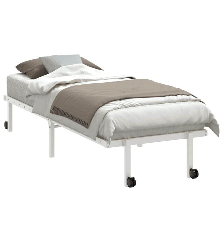 Cadre de lit pliable sans matelas blanc 80x200 cm acier