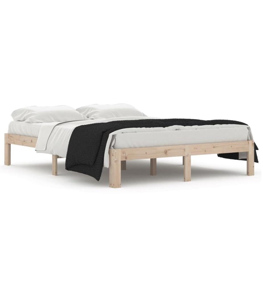 Cadre de lit sans matelas bois de pin massif 140x190 cm