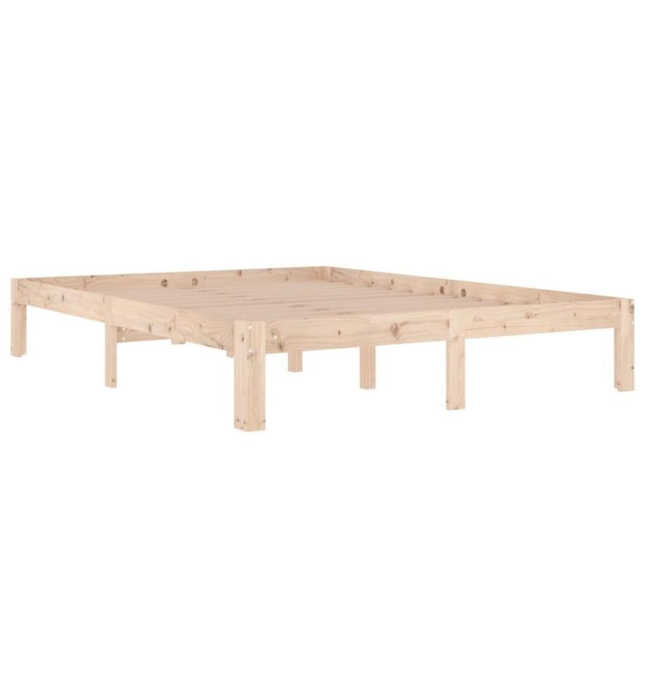 Cadre de lit sans matelas bois de pin massif 140x190 cm