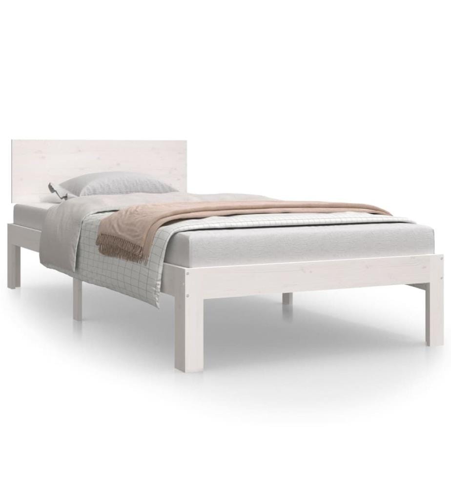 Cadre de lit sans matelas blanc bois de pin massif 90x200 cm