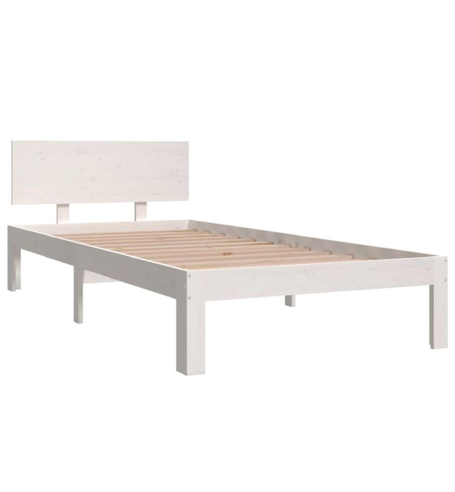 Cadre de lit sans matelas blanc bois de pin massif 90x200 cm