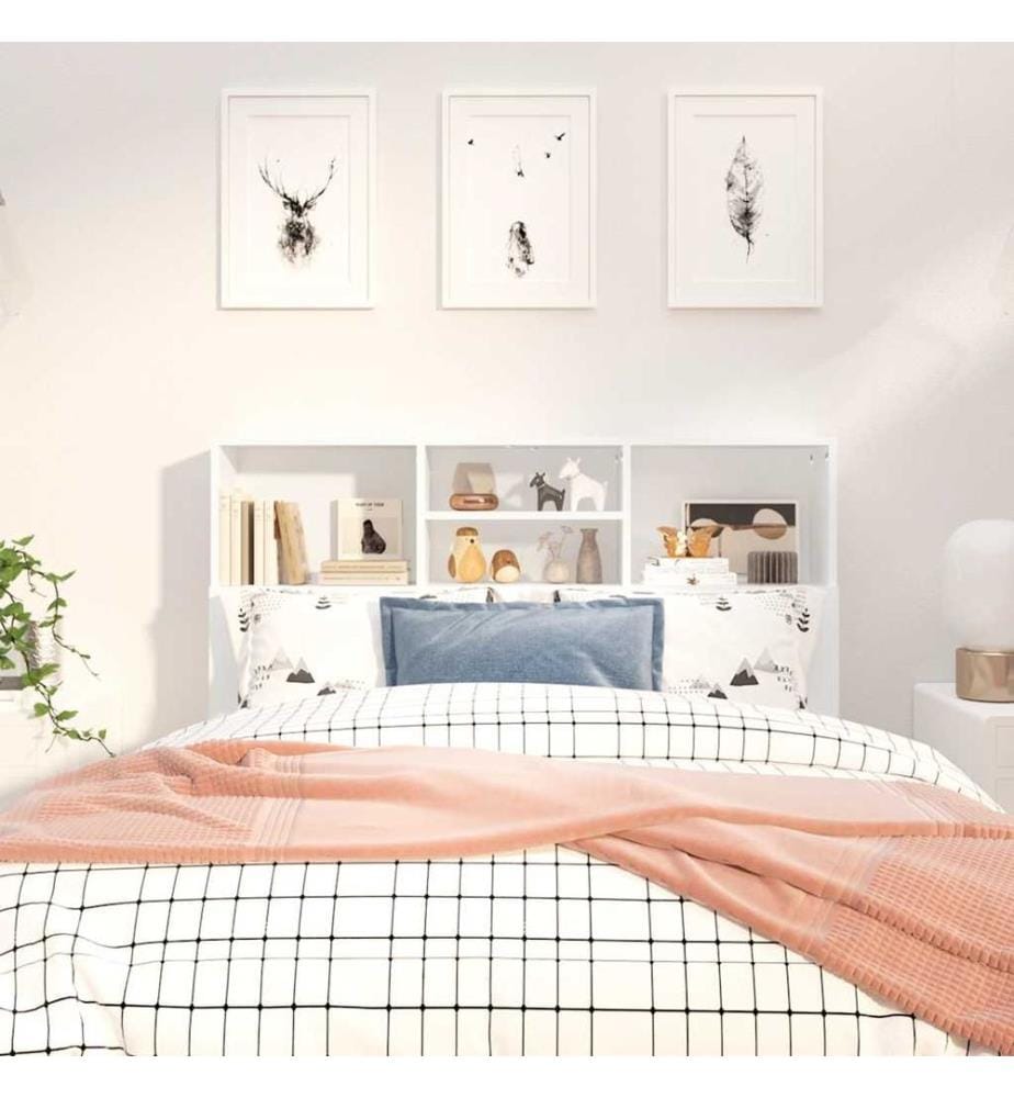 Bett-Kopfteil mit Ablagen Weiss 120x19x103,5 cm