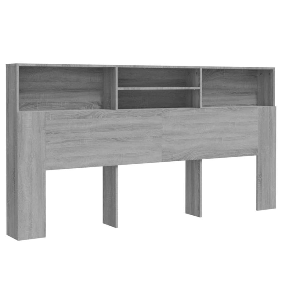 Kopfteil mit Ablagen Grau Sonoma 200x19x103,5 cm