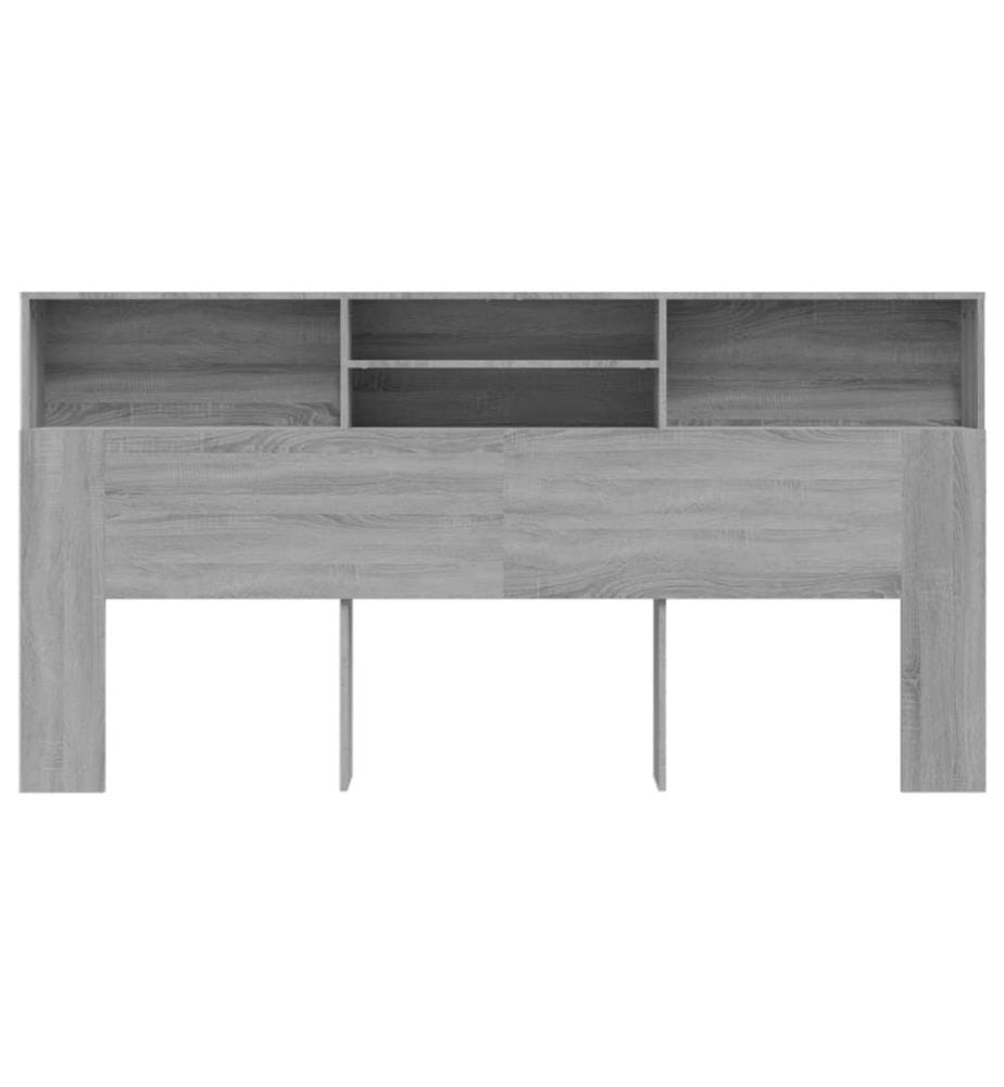 Kopfteil mit Ablagen Grau Sonoma 200x19x103,5 cm
