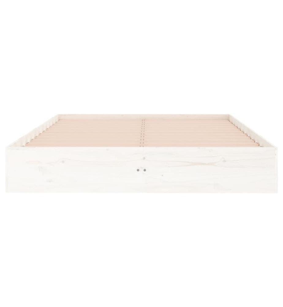 Cadre de lit sans matelas blanc bois massif 140x190 cm