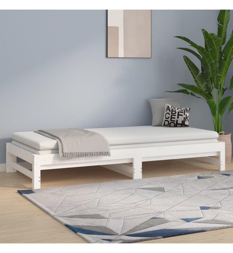Lit coulissant sans matelas blanc 2x(90x200) cm