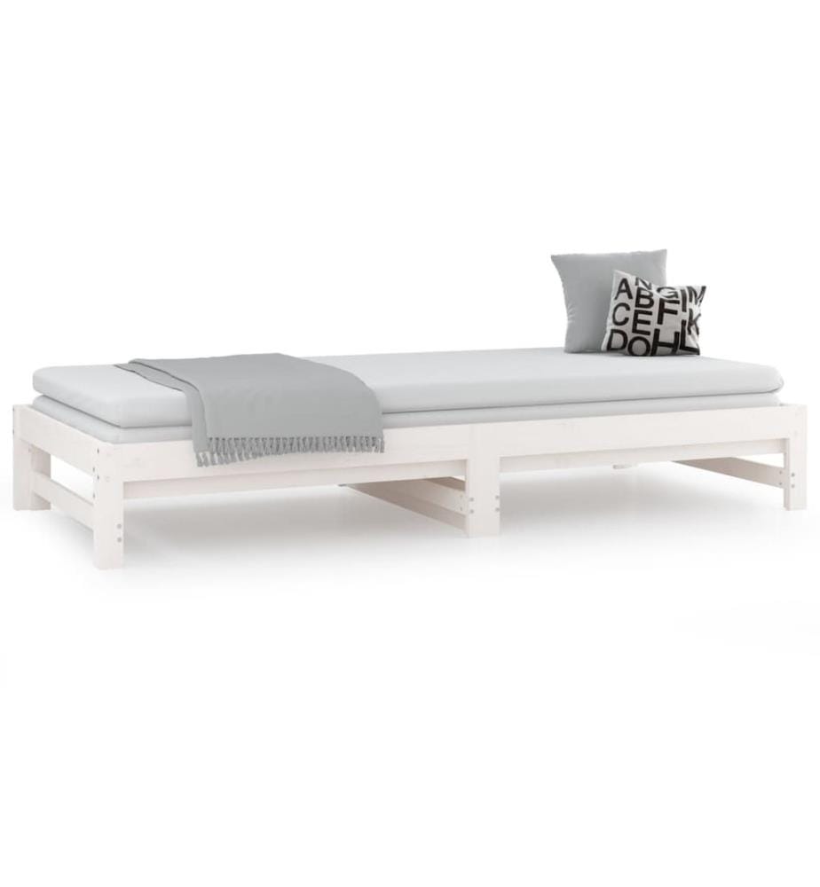 Lit coulissant sans matelas blanc 2x(90x200) cm