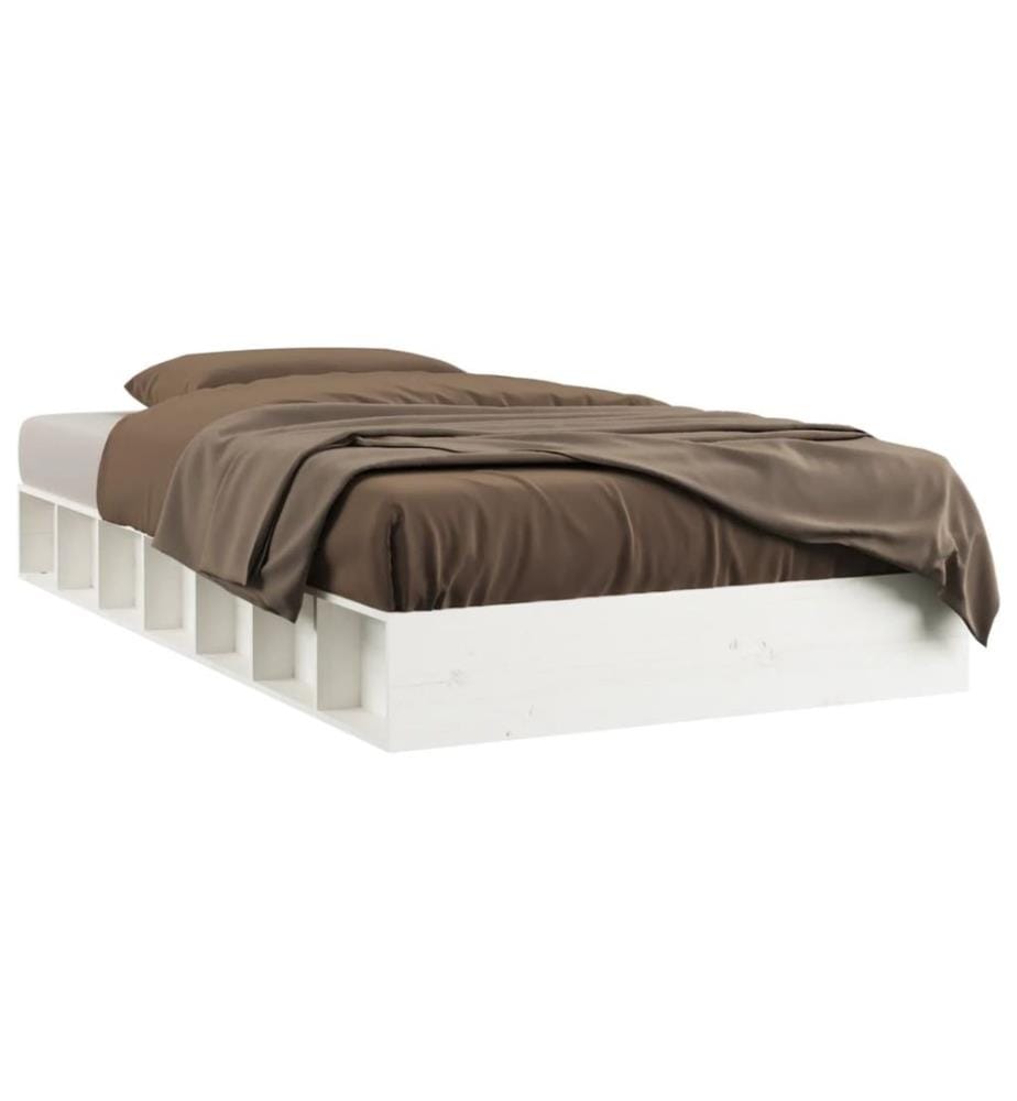 Cadre de lit sans matelas blanc 90x190 cm bois massif