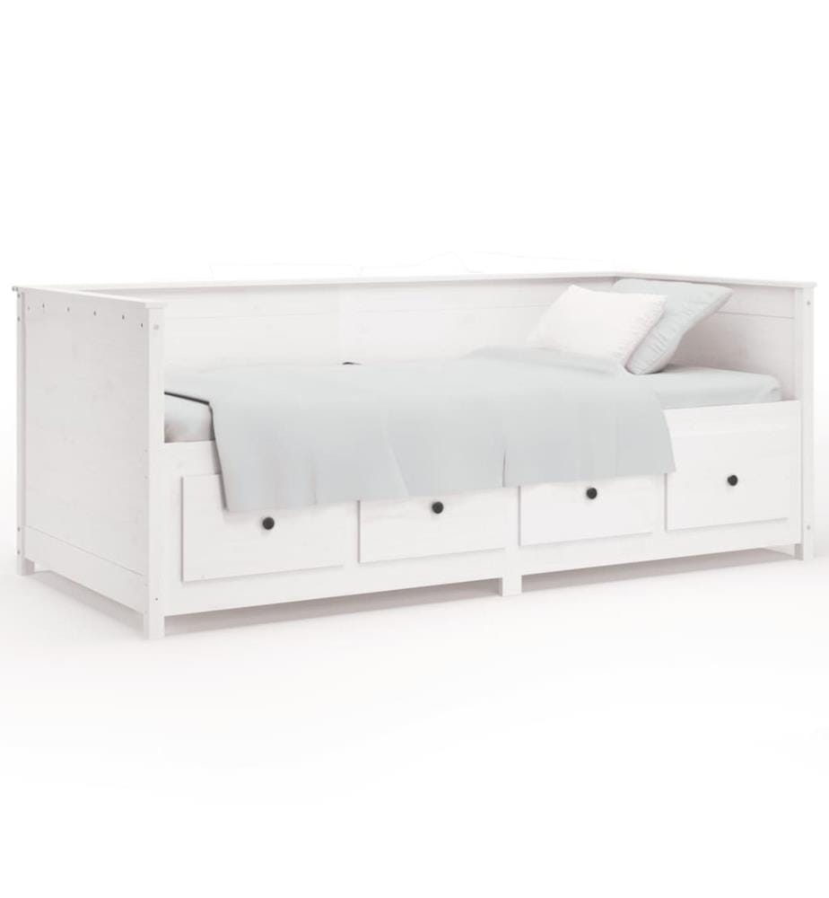 Lit de jour sans matelas blanc 80x200 cm bois de pin massif