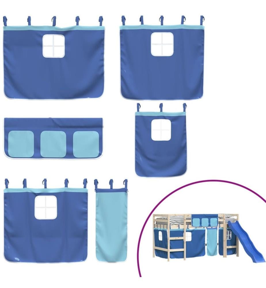 Rideaux pour lit mezzanine bleu polyester