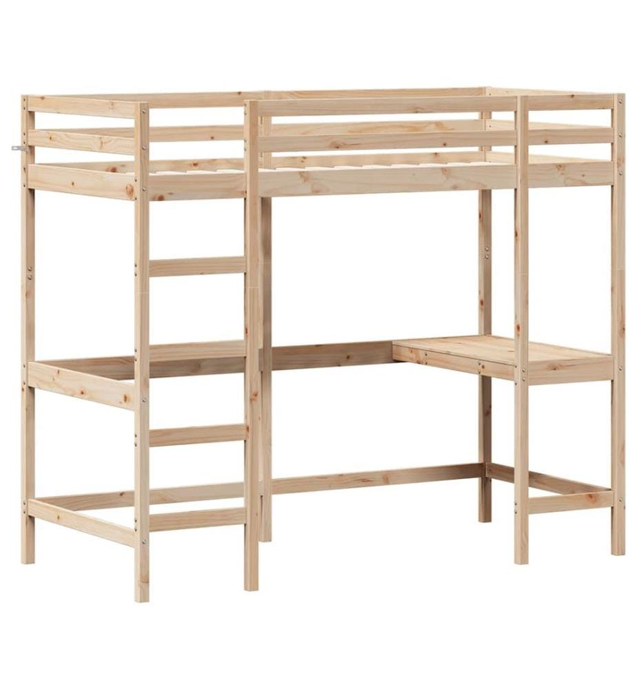 Hochbett mit Schreibtisch 90x190 cm Massivholz Kiefer