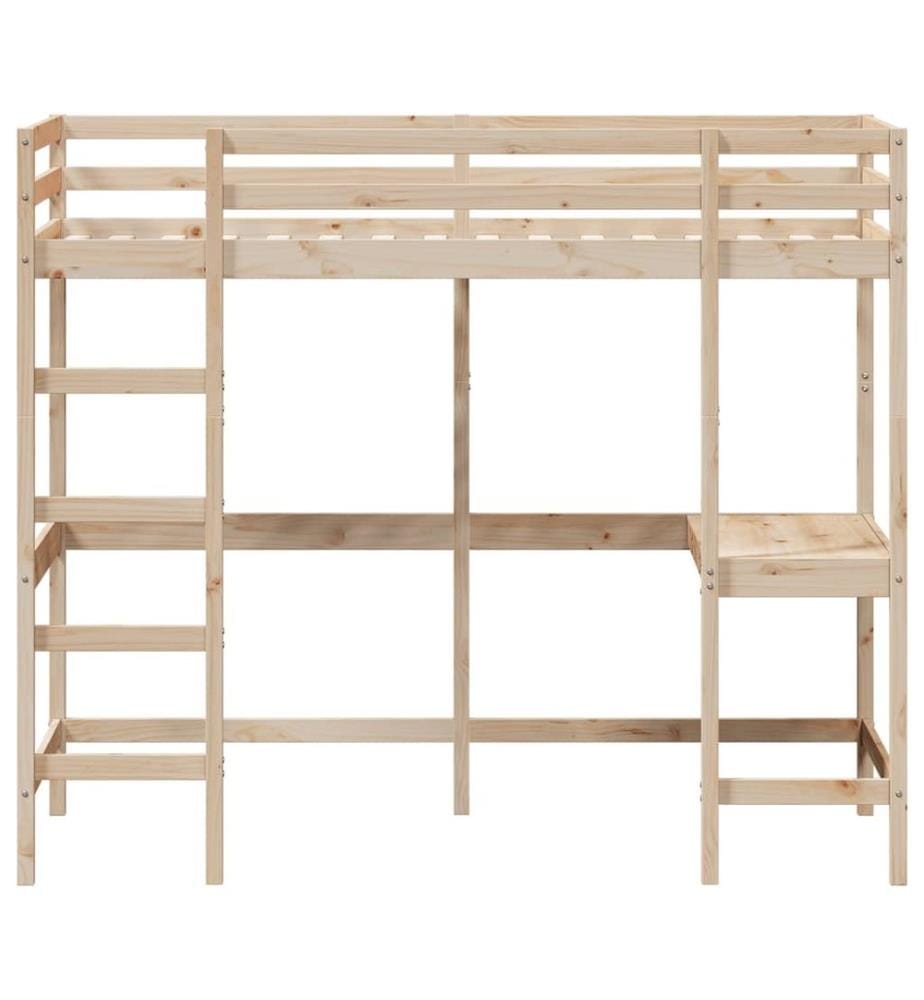 Hochbett mit Schreibtisch 90x190 cm Massivholz Kiefer