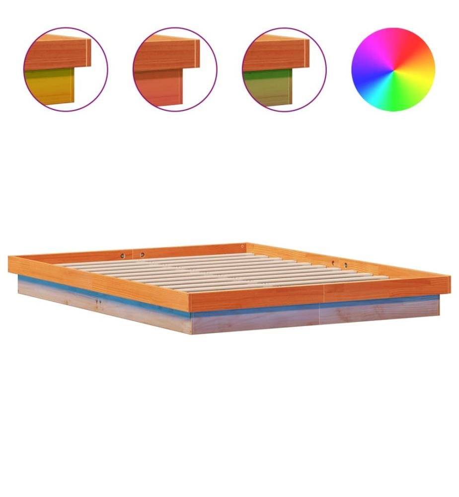 Cadre de lit à LED sans matelas 160x200 cm bois massif