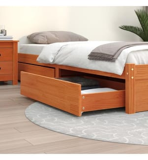 Tiroirs de lit 4 pcs cire marron bois de pin massif
