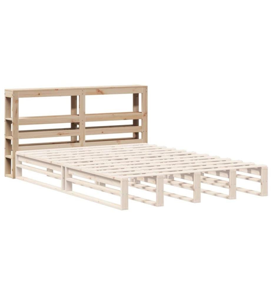 Kopfteil mit Ablagen 120 cm Massivholz Kiefer