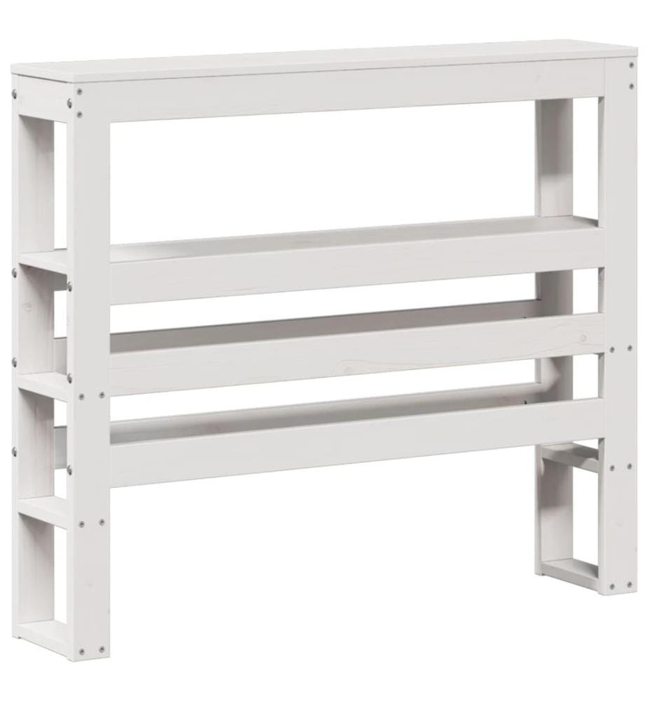 Tête de lit avec étagères blanc 90 cm bois massif de pin