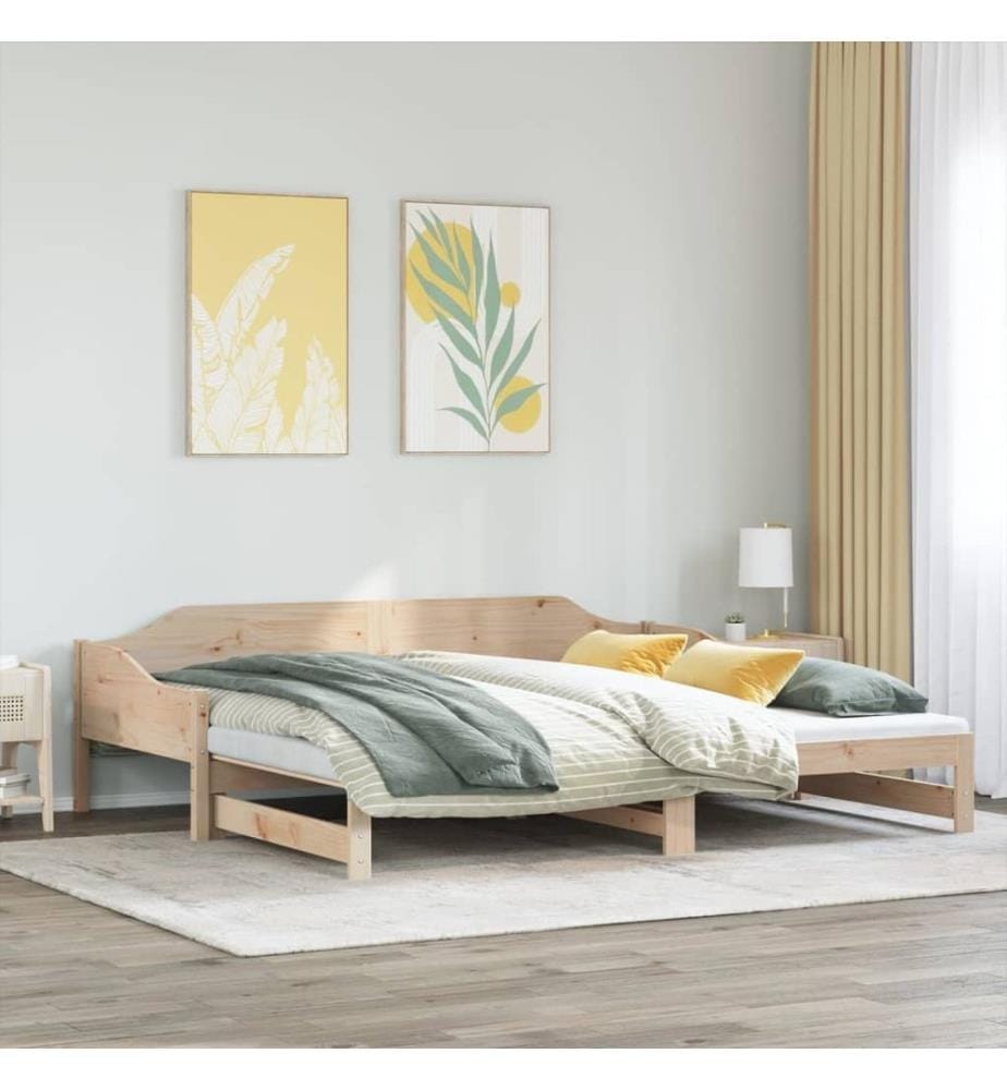 Lit de jour et lit gigogne sans matelas 90x190 cm bois massif