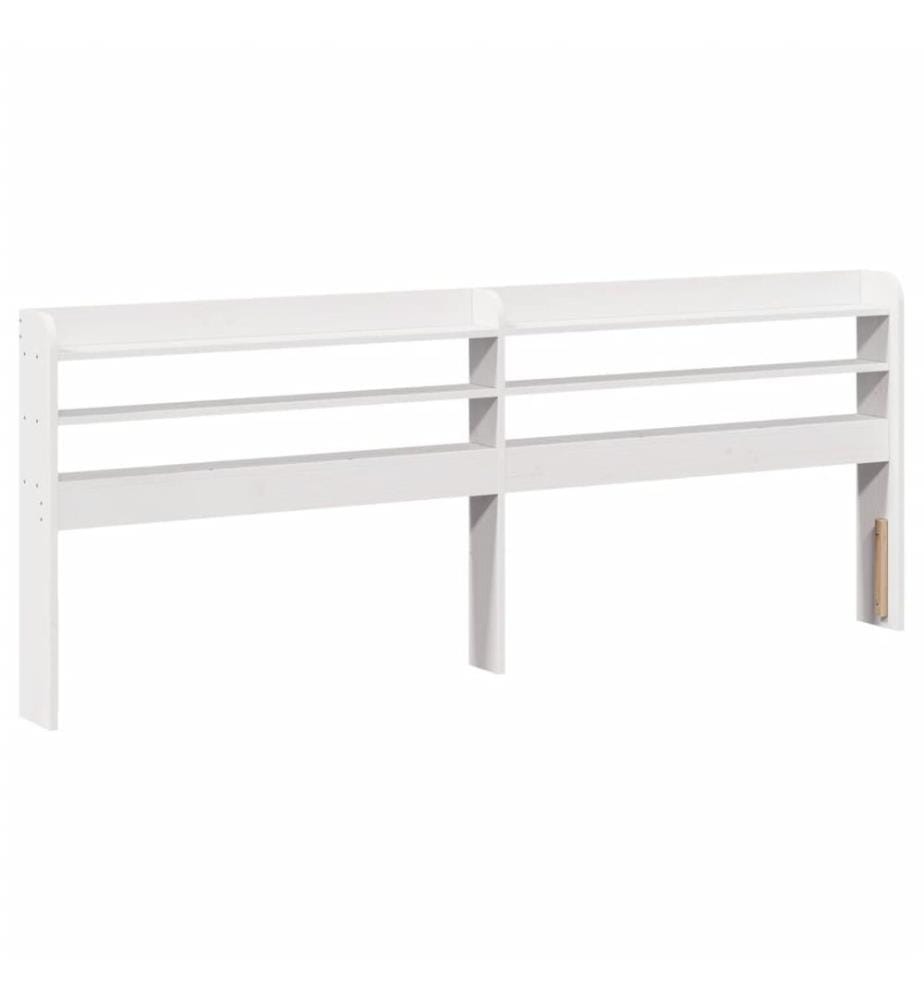 Tête de lit avec étagères blanc 200 cm bois massif de pin