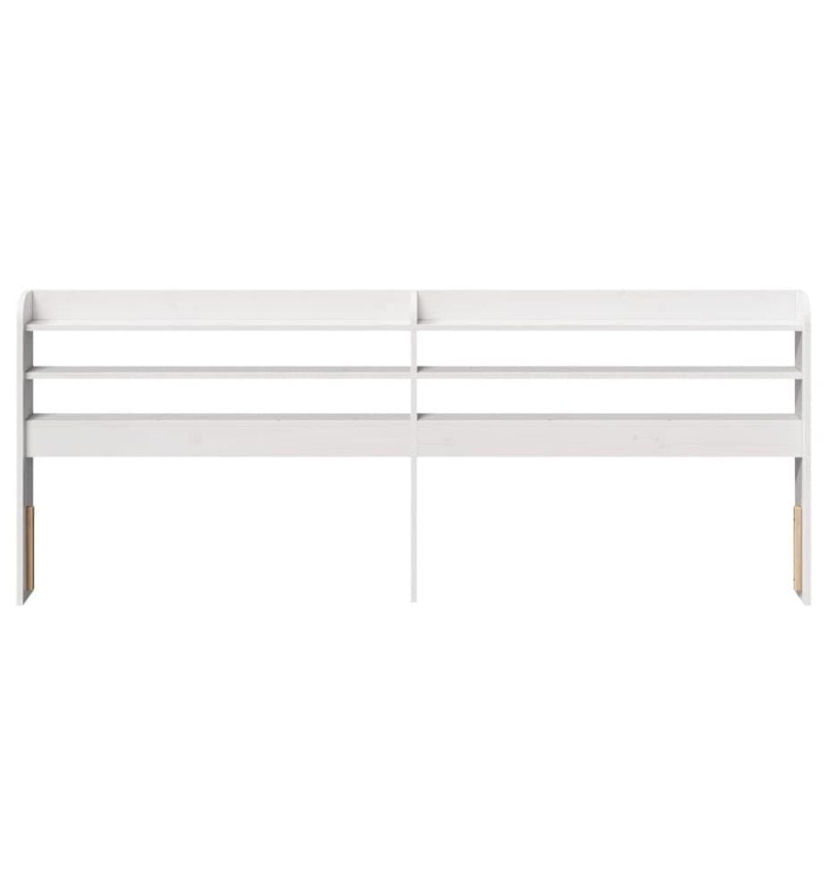 Tête de lit avec étagères blanc 200 cm bois massif de pin
