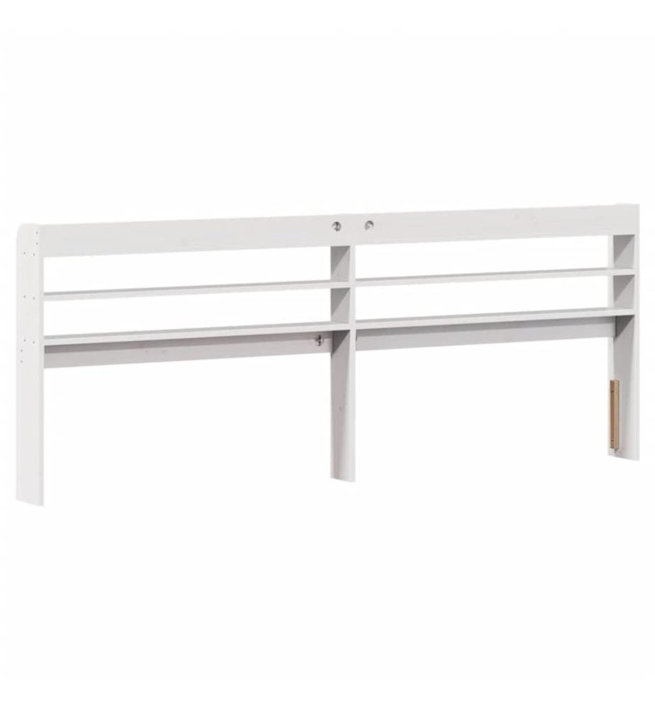 Tête de lit avec étagères blanc 200 cm bois massif de pin