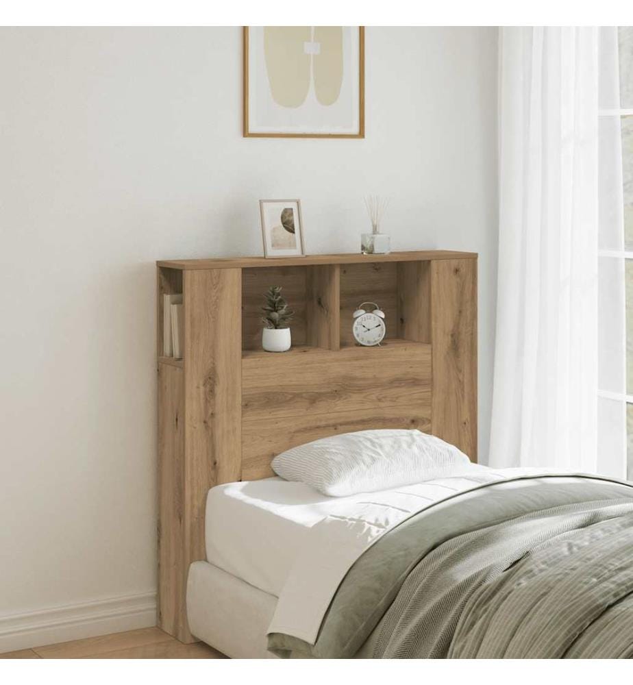 Armoire de tête de lit chêne artisanal 100x18,5x102,5 cm