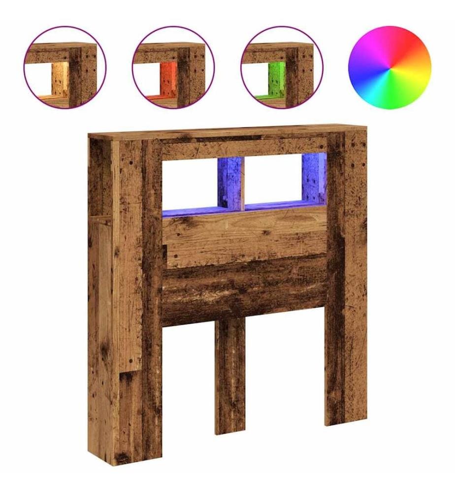 Tête de lit à LED vieux bois 100x18,5x103,5cm bois d'ingénierie