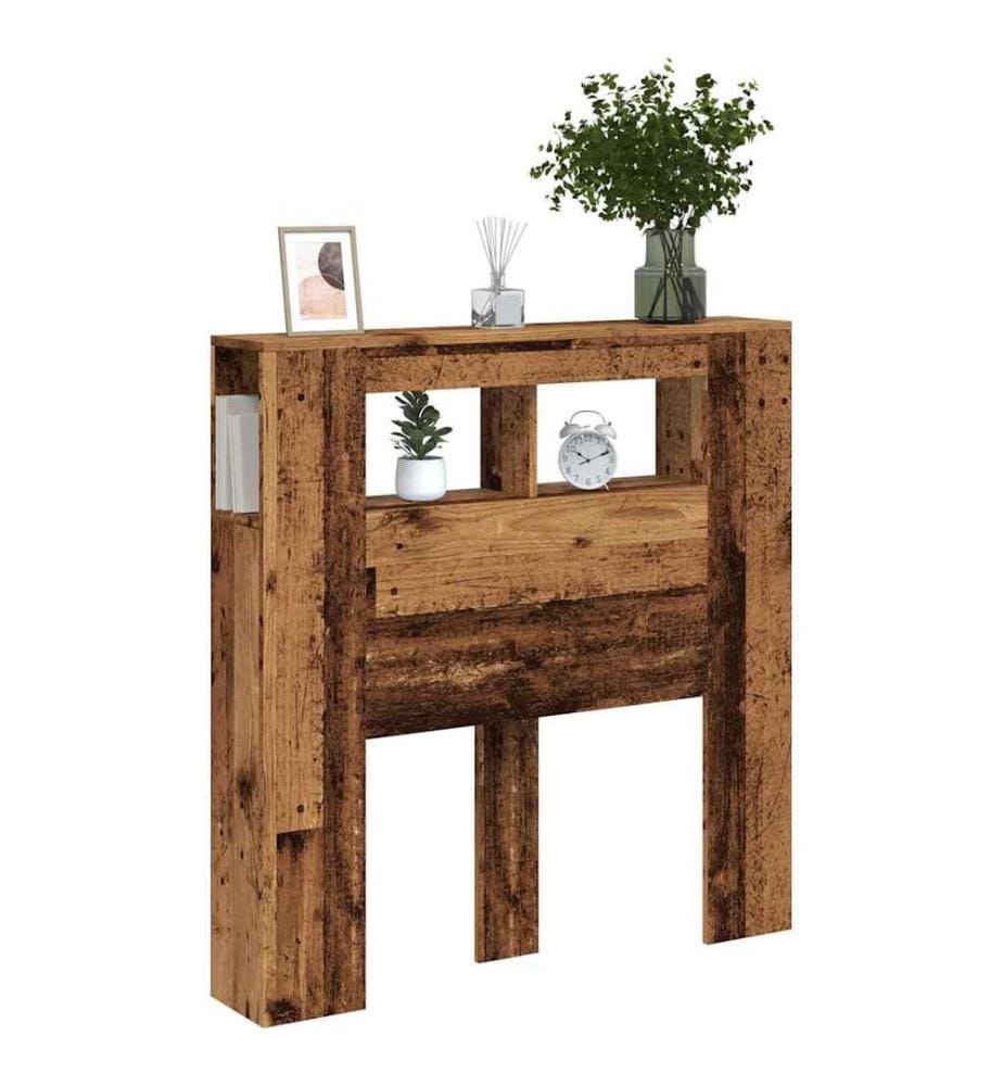 Tête de lit à LED vieux bois 100x18,5x103,5cm bois d'ingénierie