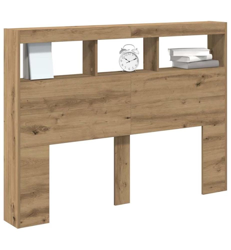 Armoire tête de lit avec LED chêne artisanal 140x17x102 cm