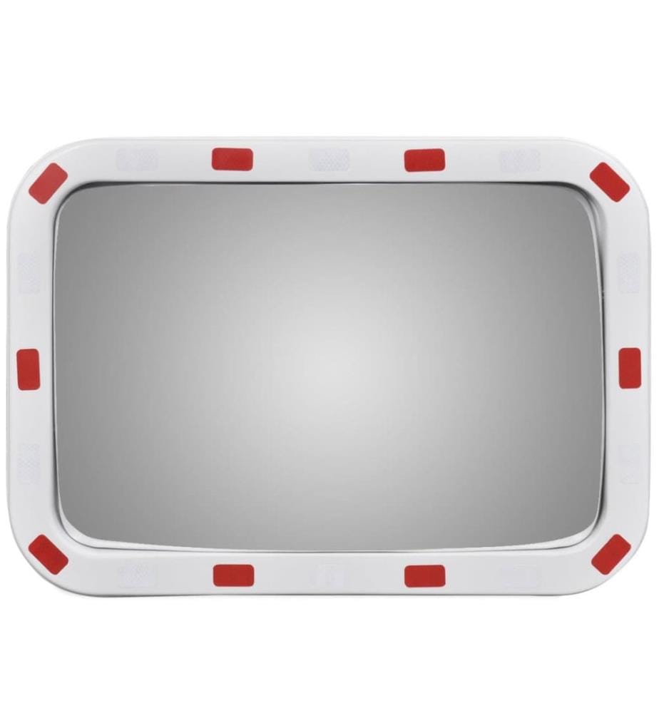 Miroir de trafic convexe rectangulaire 40x60cm avec réflecteurs