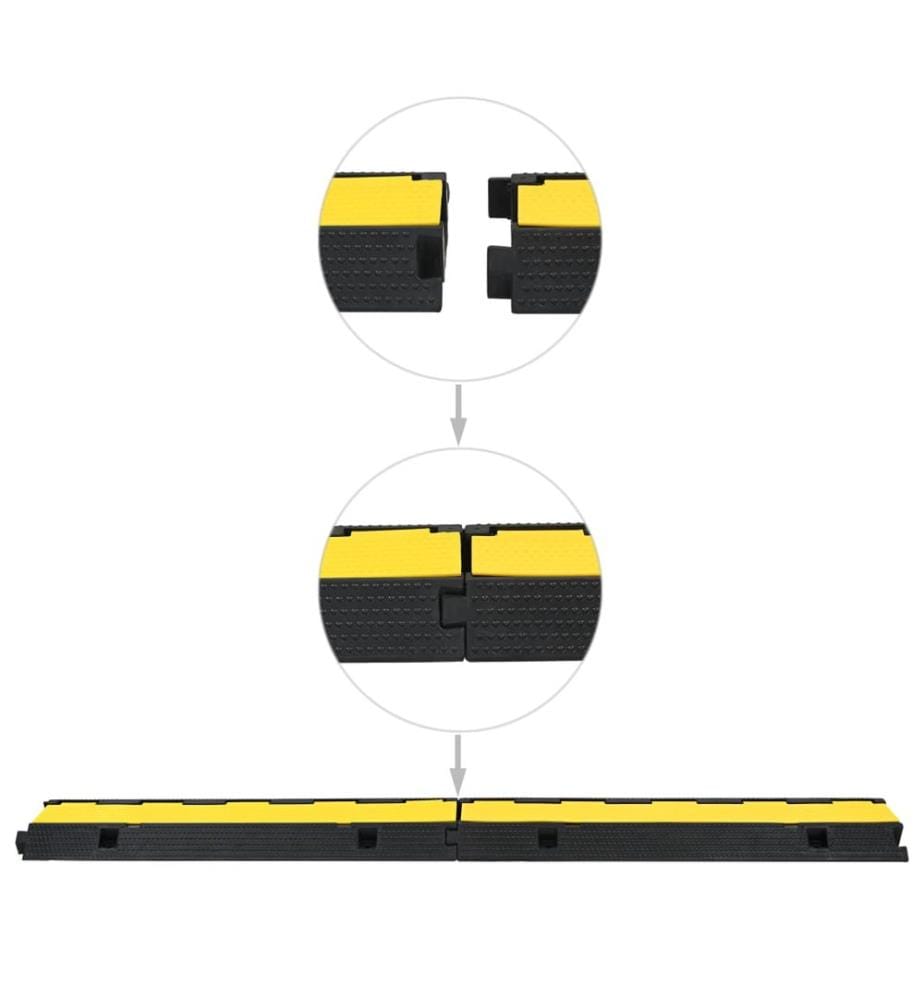 Rampe de protection de câble 2 pcs 1 canal caoutchouc 100 cm
