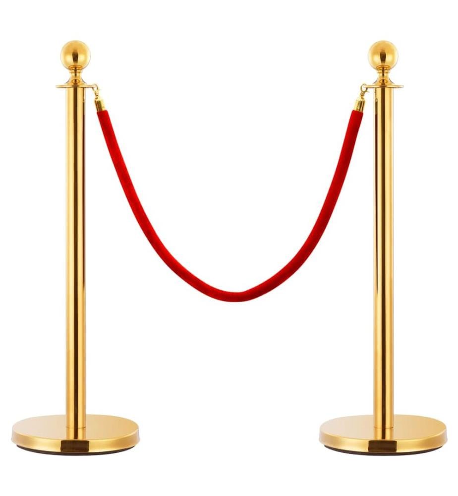 Jeu de barrières de file d'attente VIP 3 pcs Inox Doré