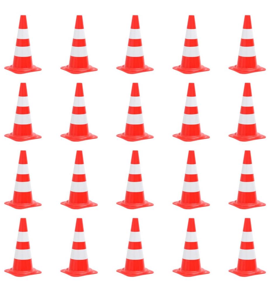 Cônes de signalisation réfléchissants 20pcs Rouge et blanc 50cm