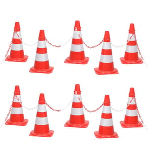 Leitkegel-Set mit 10 m Kette Rot und Weiss