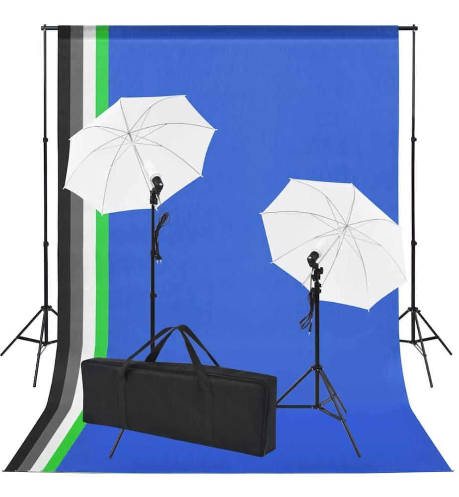Fotostudio-Set: 5 Bunte Hintergründe & 2 Schirme