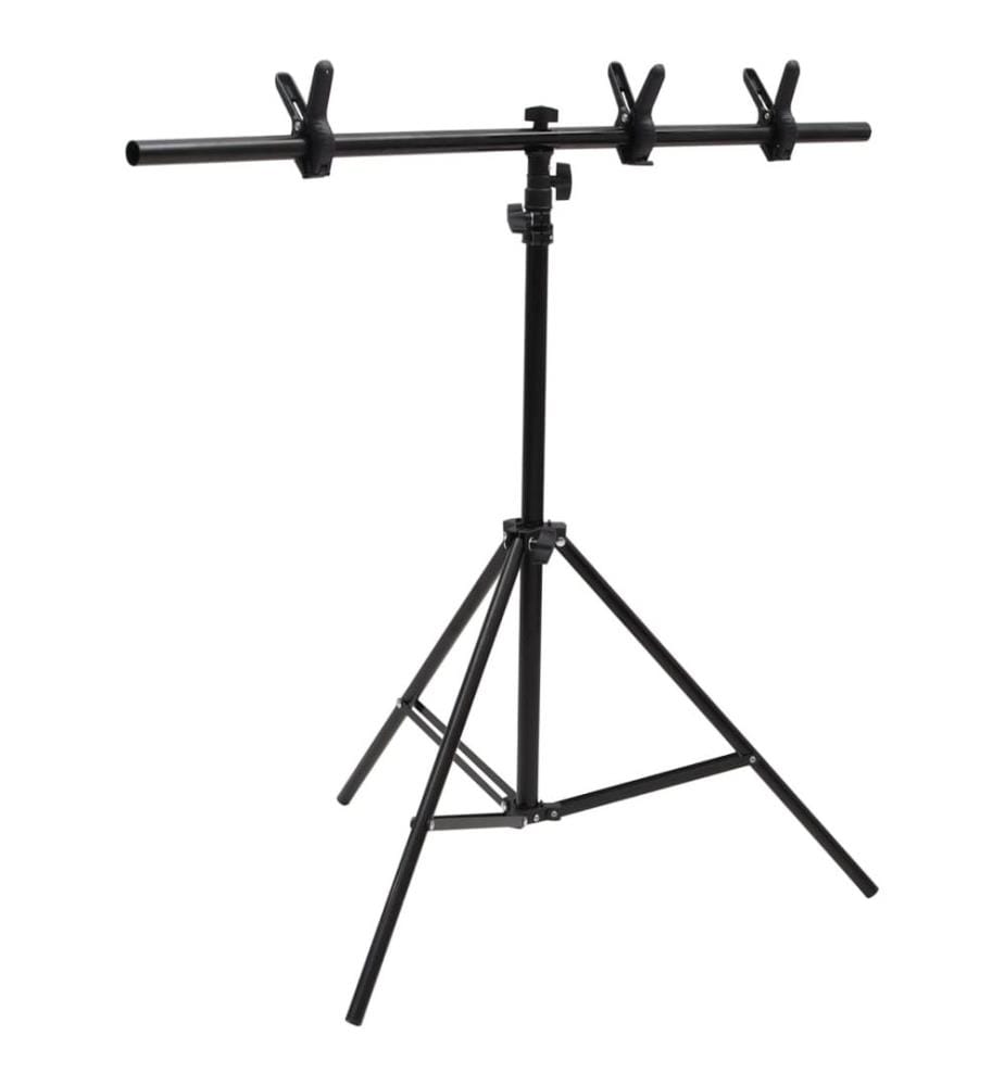 Support de fond en forme de T Noir 91x60x(70-200) cm