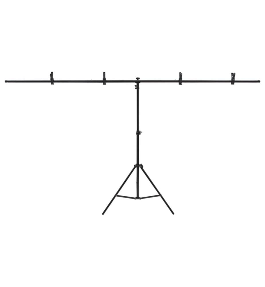 Support de fond en forme de T Noir 201x60x(70-200) cm