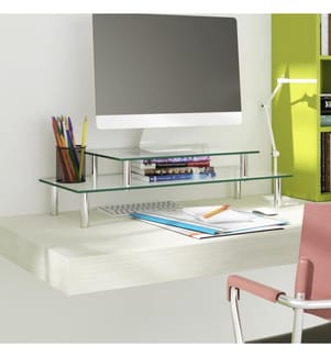 Monitorständer 2-stufig Transparent Glas