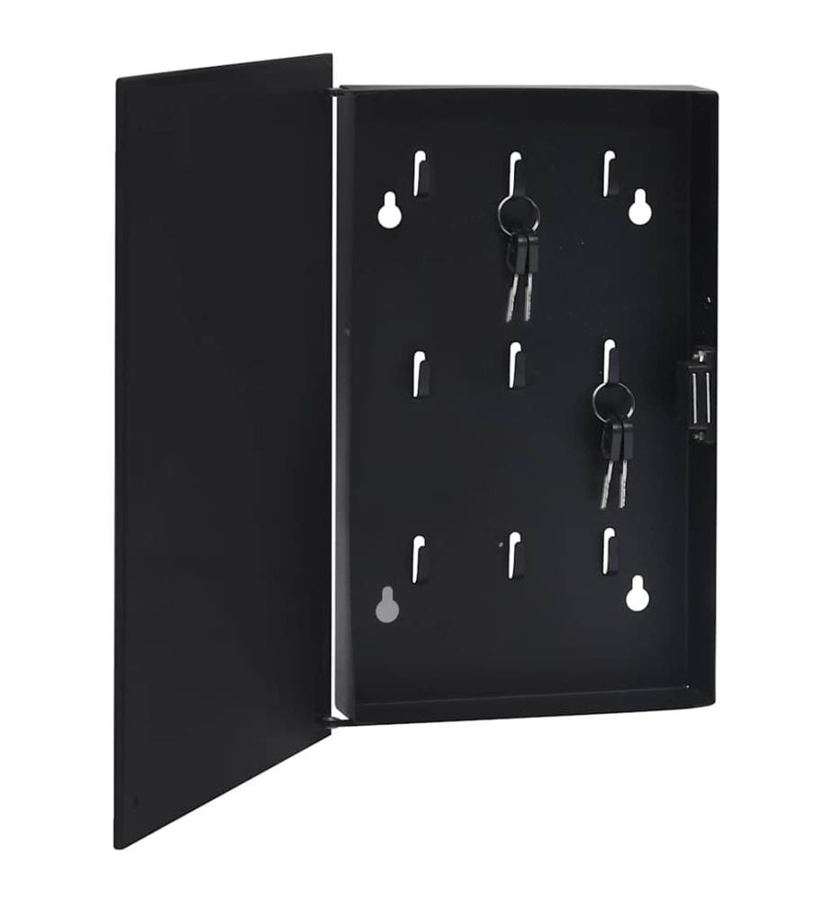 Schlüsselkasten mit Magnettafel Schwarz 30x20x4 cm
