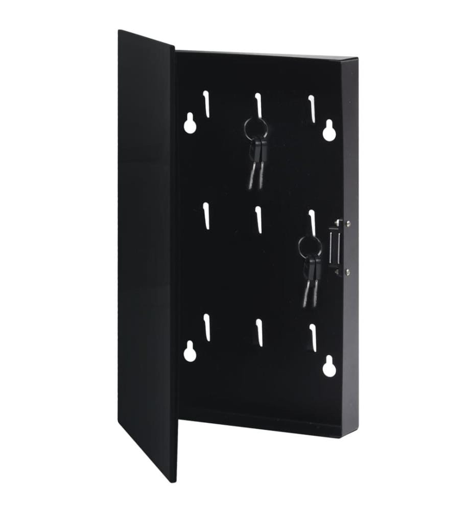 Schlüsselkasten mit Magnettafel Schwarz 30x20x4 cm
