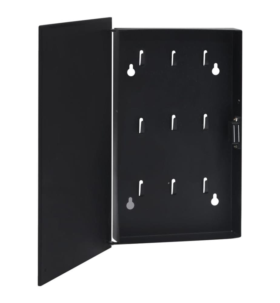 Schlüsselkasten mit Magnettafel Schwarz 30x20x4 cm