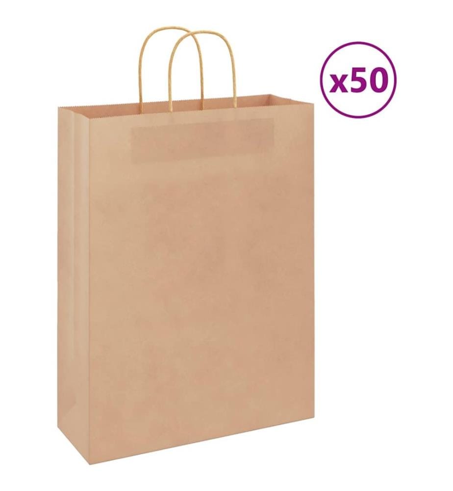 Papiertragetaschen 50 Stk. mit Henkeln Braun 32x12x42 cm