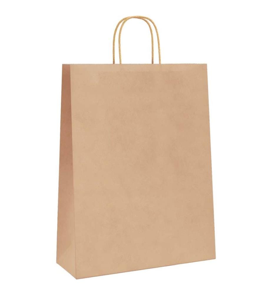 Papiertragetaschen 50 Stk. mit Henkeln Braun 32x12x42 cm
