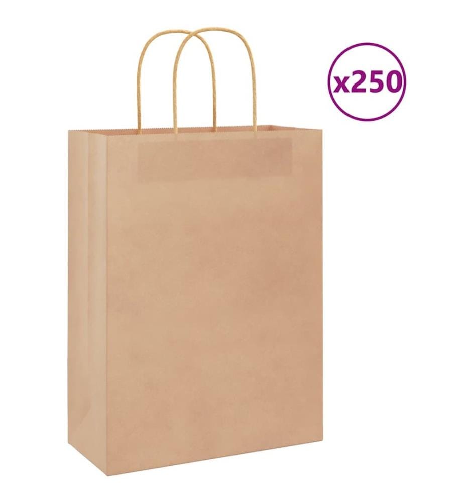 Papiertragetaschen 250 Stk. mit Henkeln Braun 26x12x35 cm