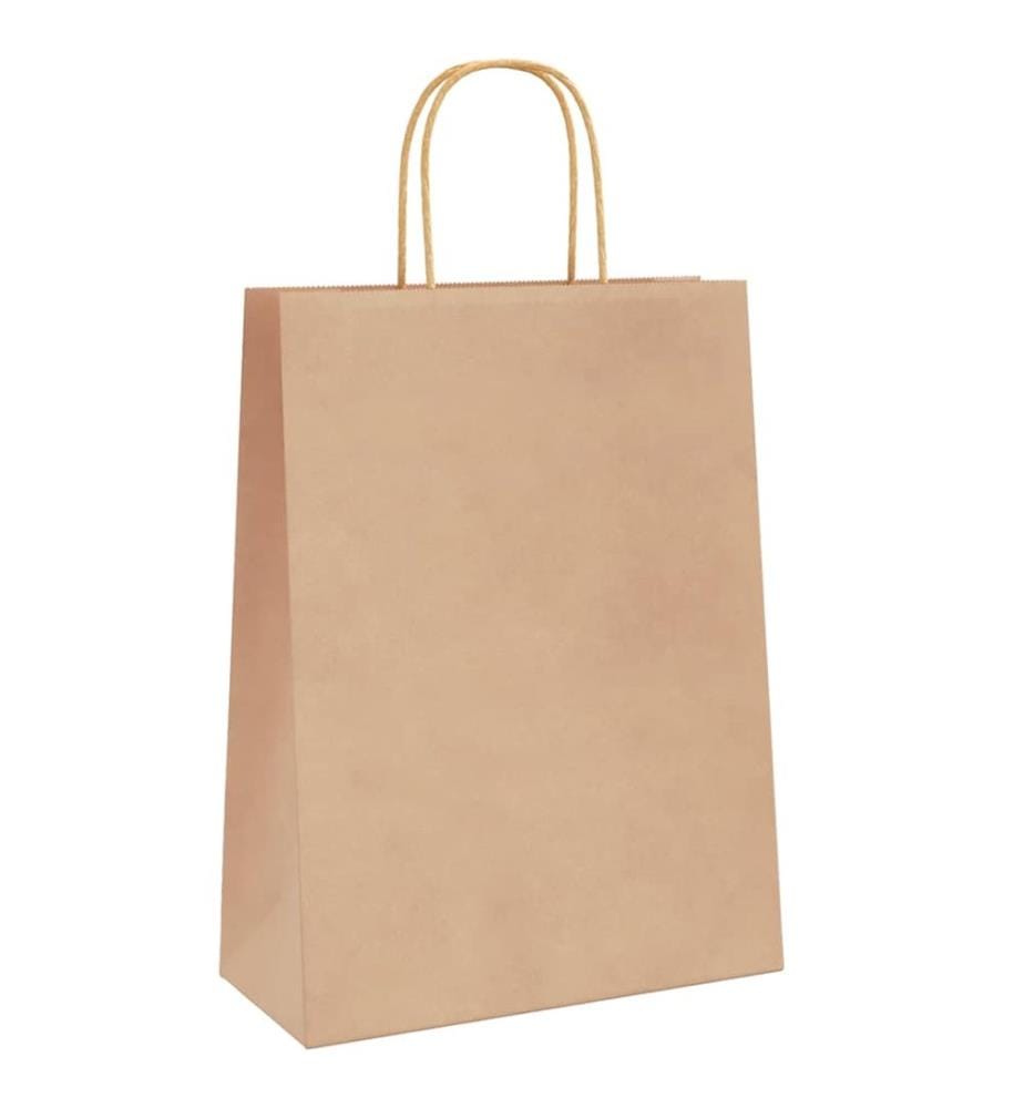 Papiertragetaschen 250 Stk. mit Henkeln Braun 26x12x35 cm