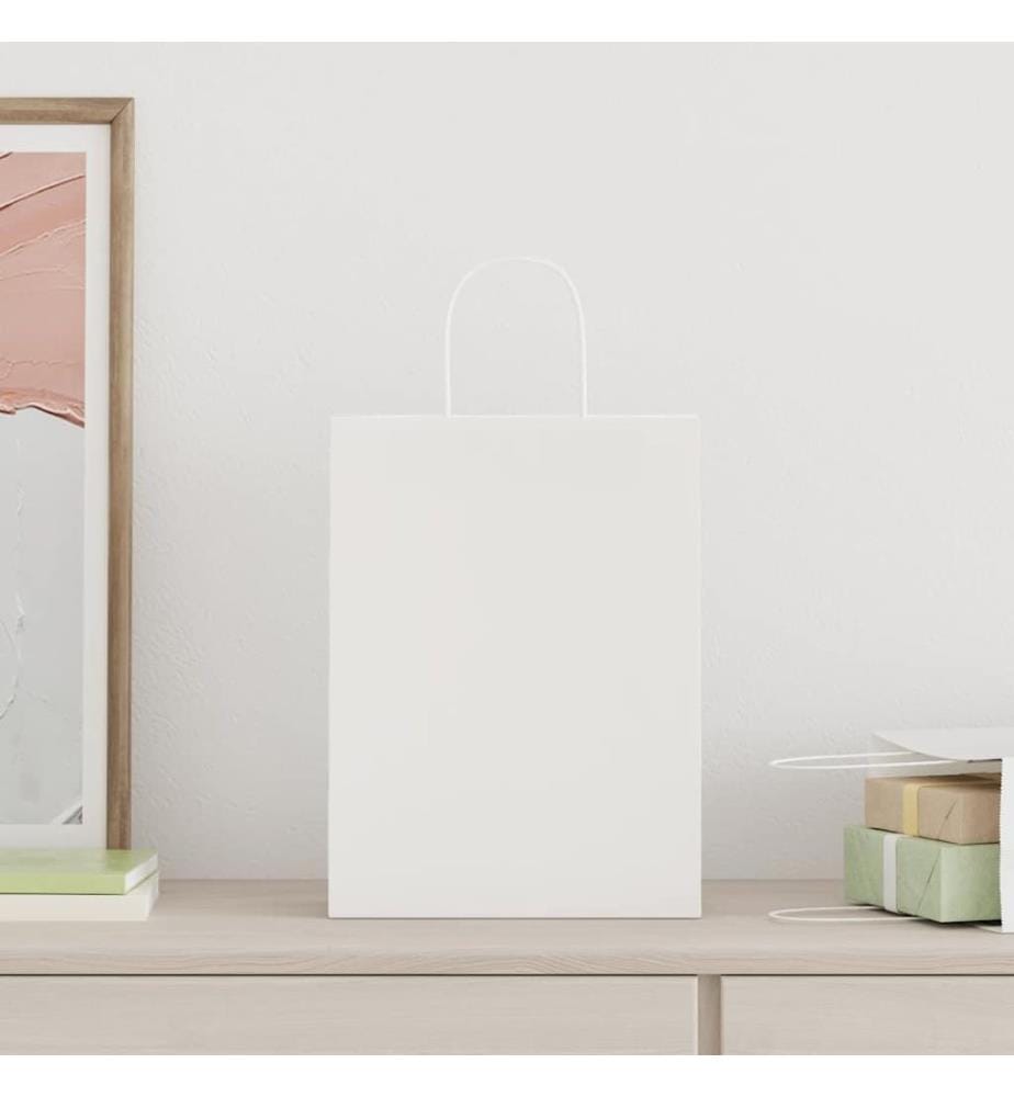 Papiertragetaschen 50 Stk. mit Henkeln Weiss 26x12x35 cm