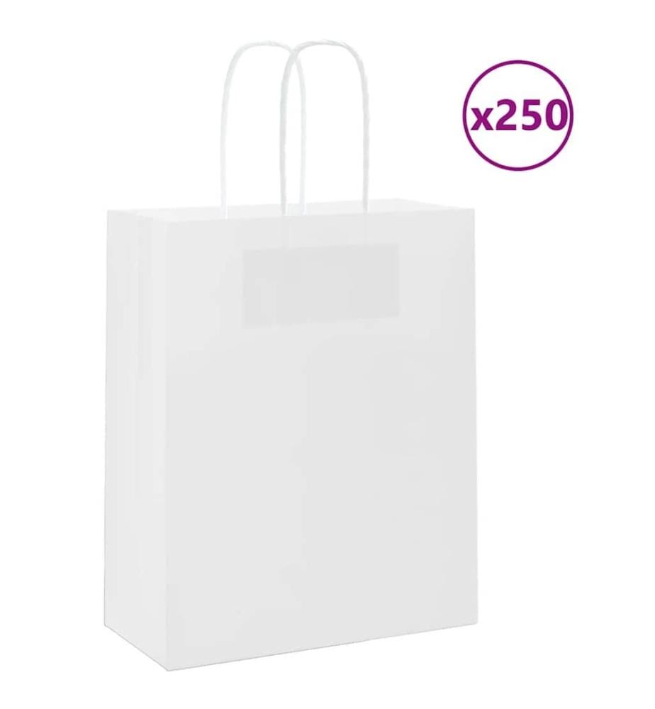 Papiertragetaschen 250 Stk. mit Henkeln Weiss 18x8x22 cm