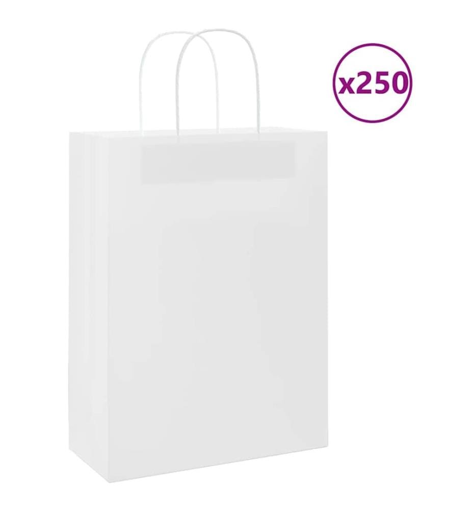 Papiertragetaschen 250 Stk. mit Henkeln Weiss 26x12x35 cm